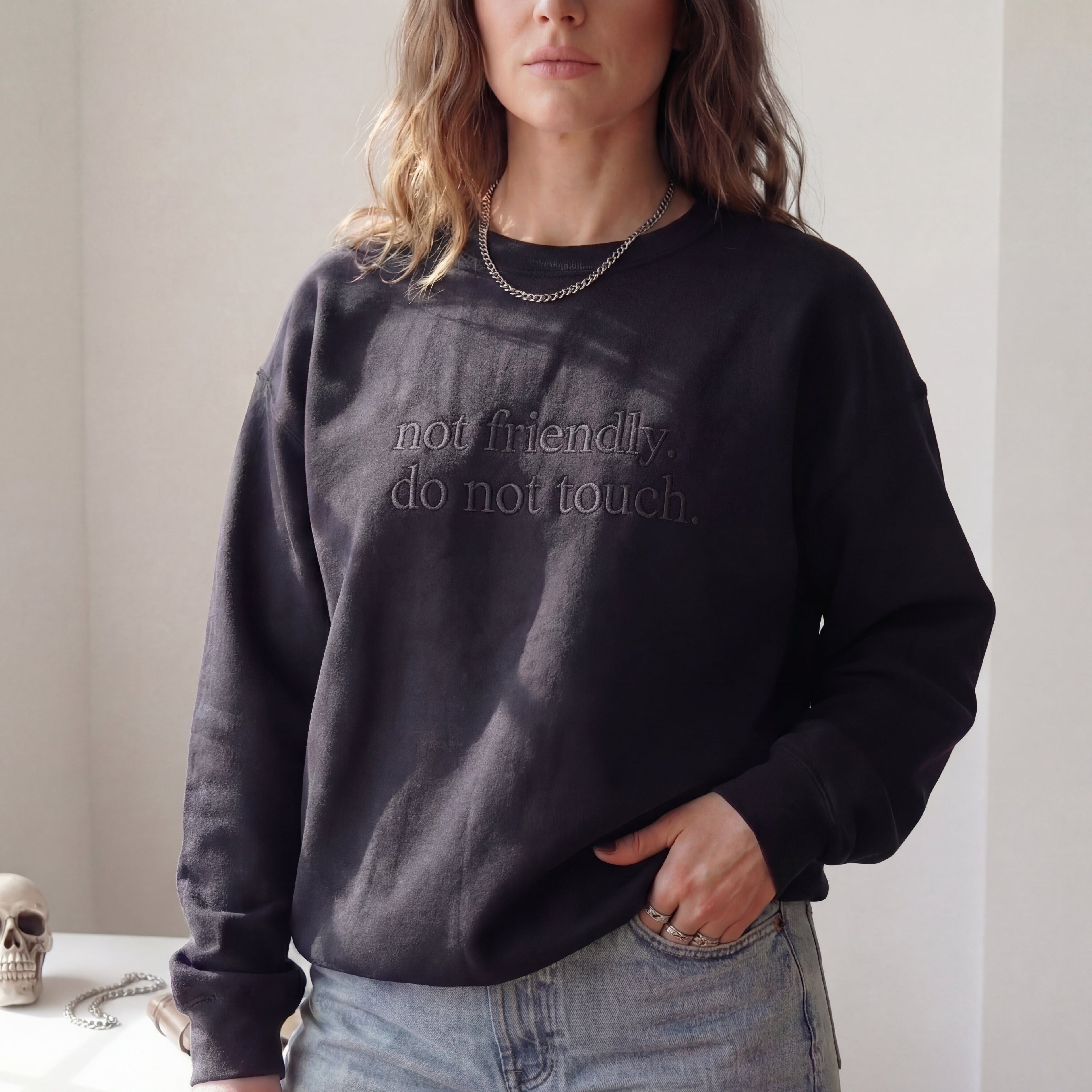 Not Friendly, Do Not Touch Embroidered Shirt
