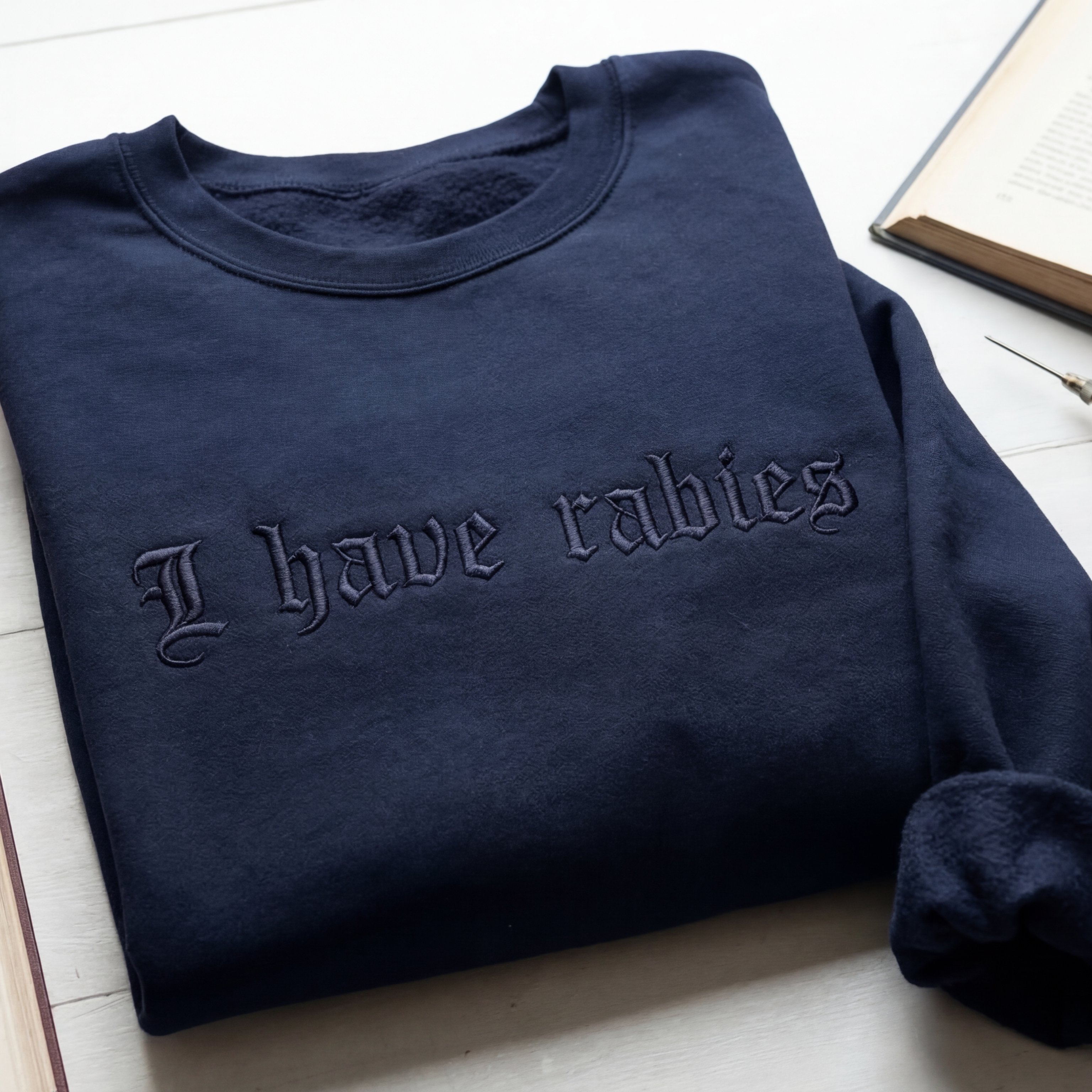 I Have Rabies Gothic Embroidered Shirt