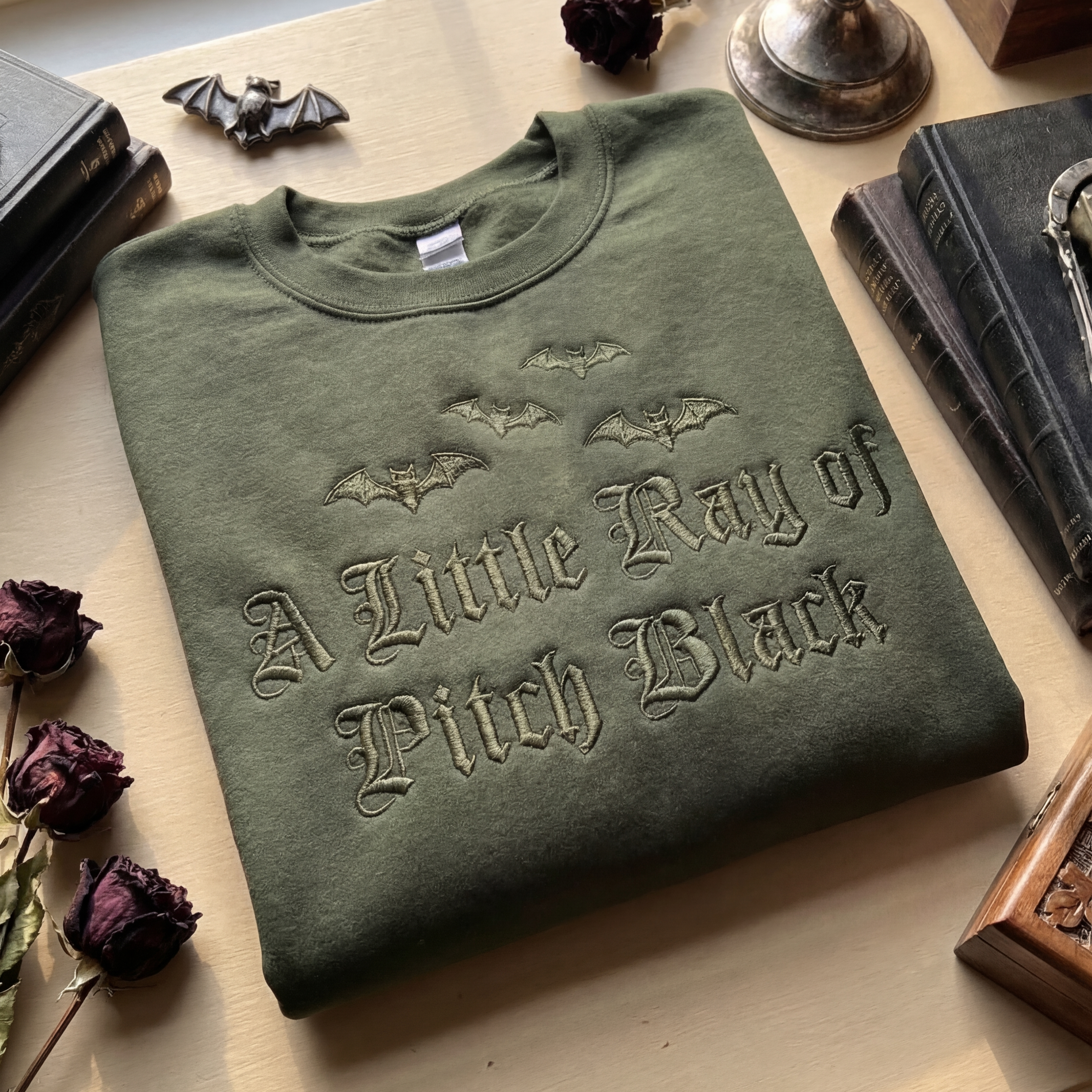 A Little Ray Of Pitch Black Gothic Embroidered Shirt