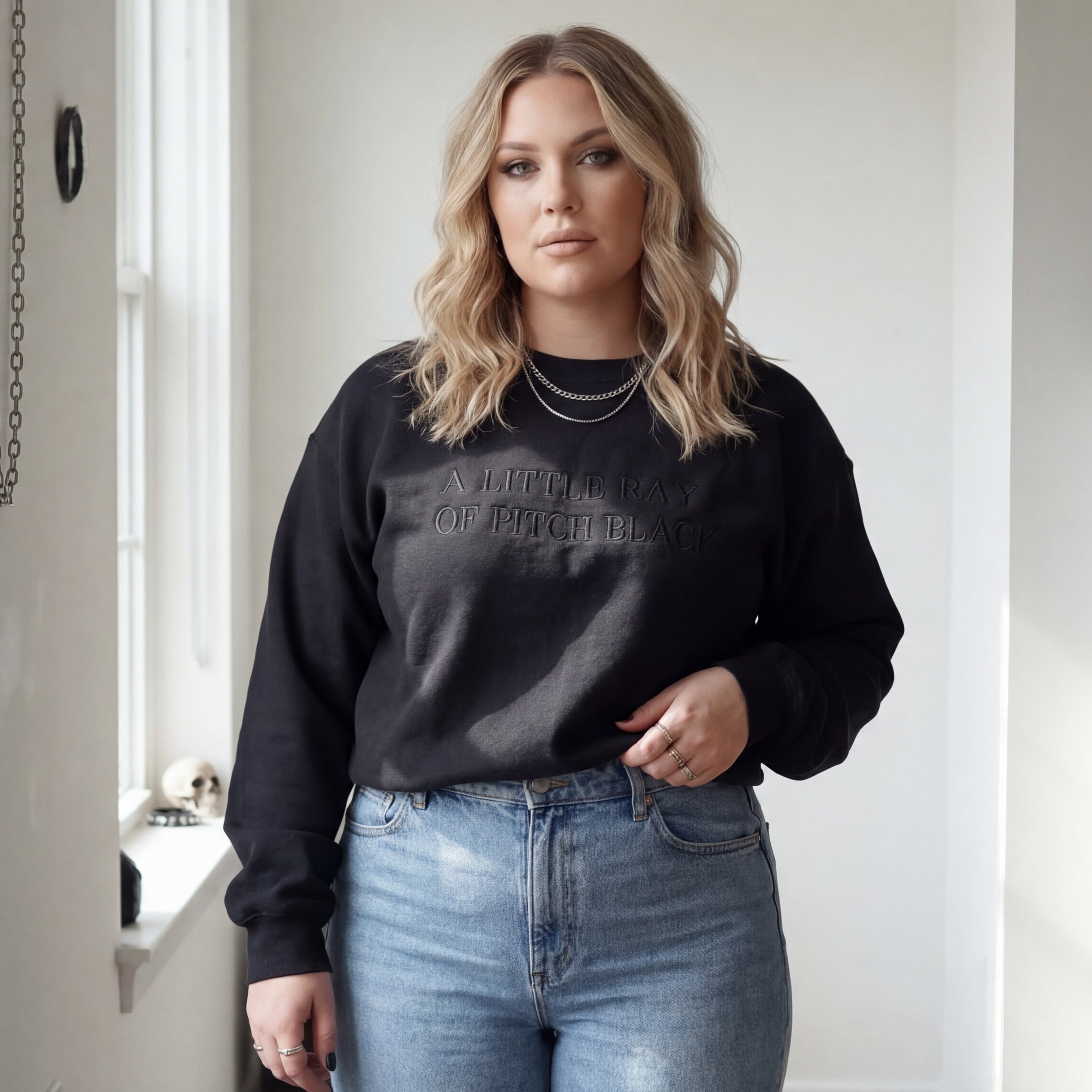A Little Ray Of Pitch Black Embroidered Shirt