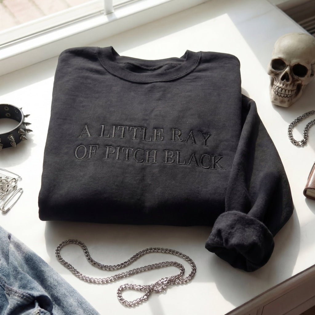 A Little Ray Of Pitch Black Embroidered Shirt