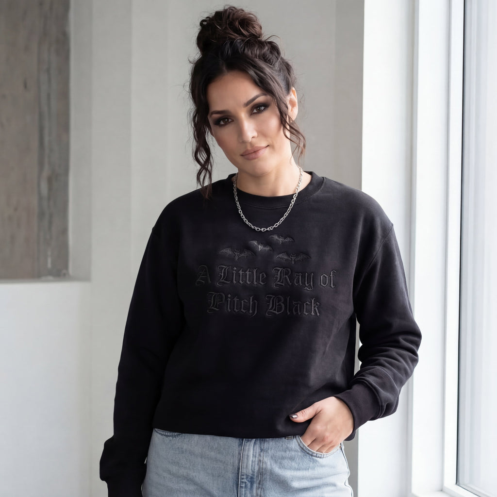A Little Ray Of Pitch Black Gothic Embroidered Shirt