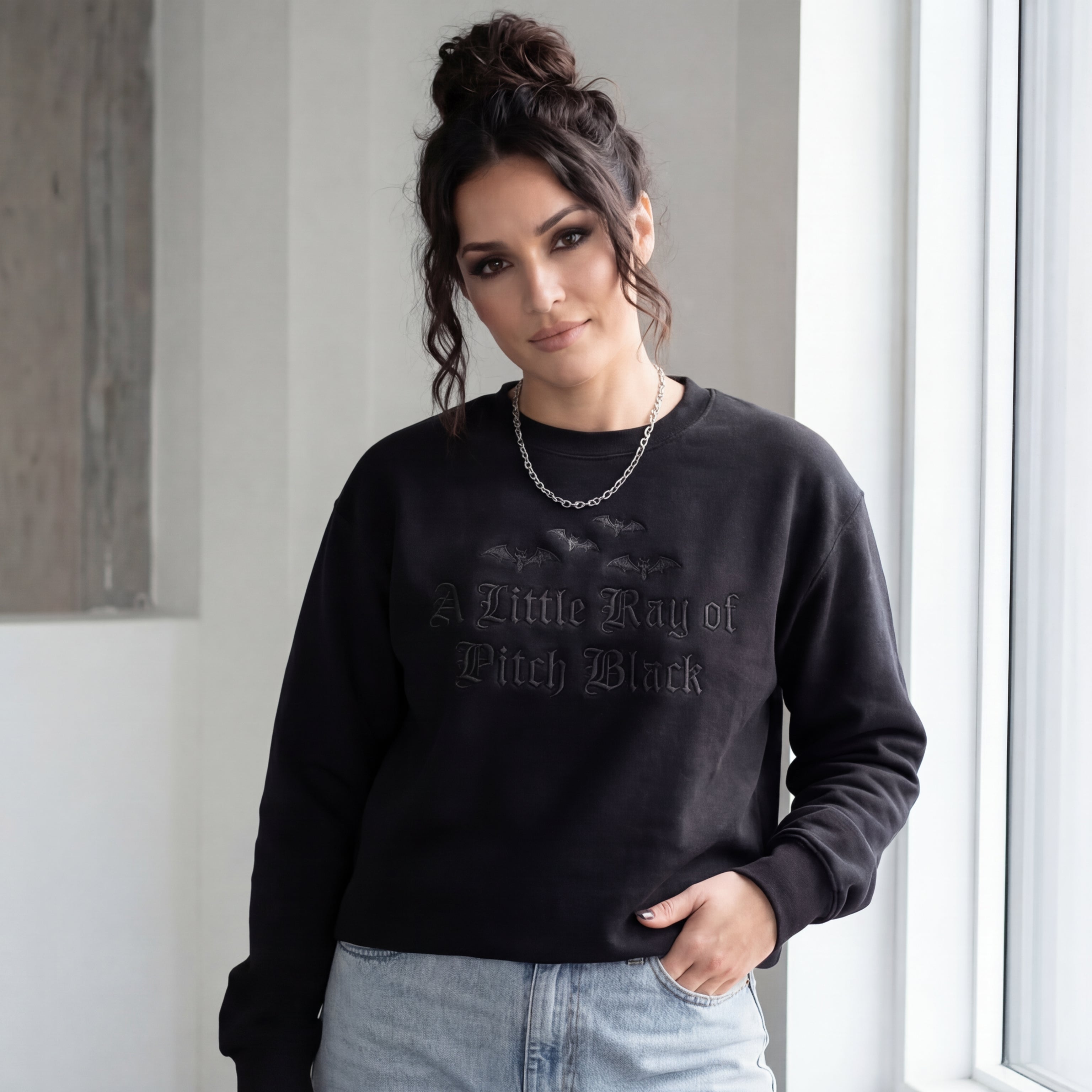 A Little Ray Of Pitch Black Gothic Embroidered Shirt