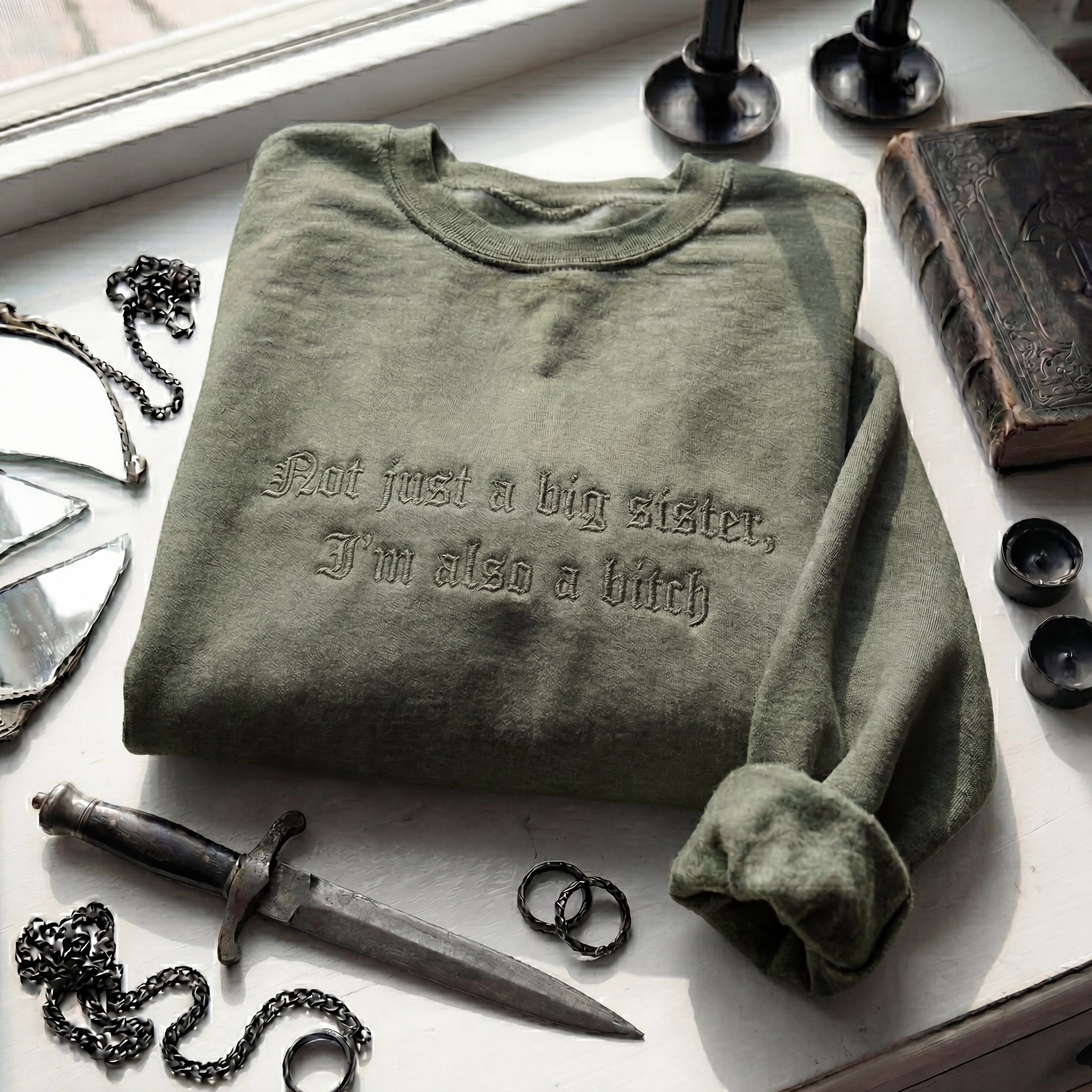 Not Just A Big Sister, I'm Also A Bitch Embroidered Shirt