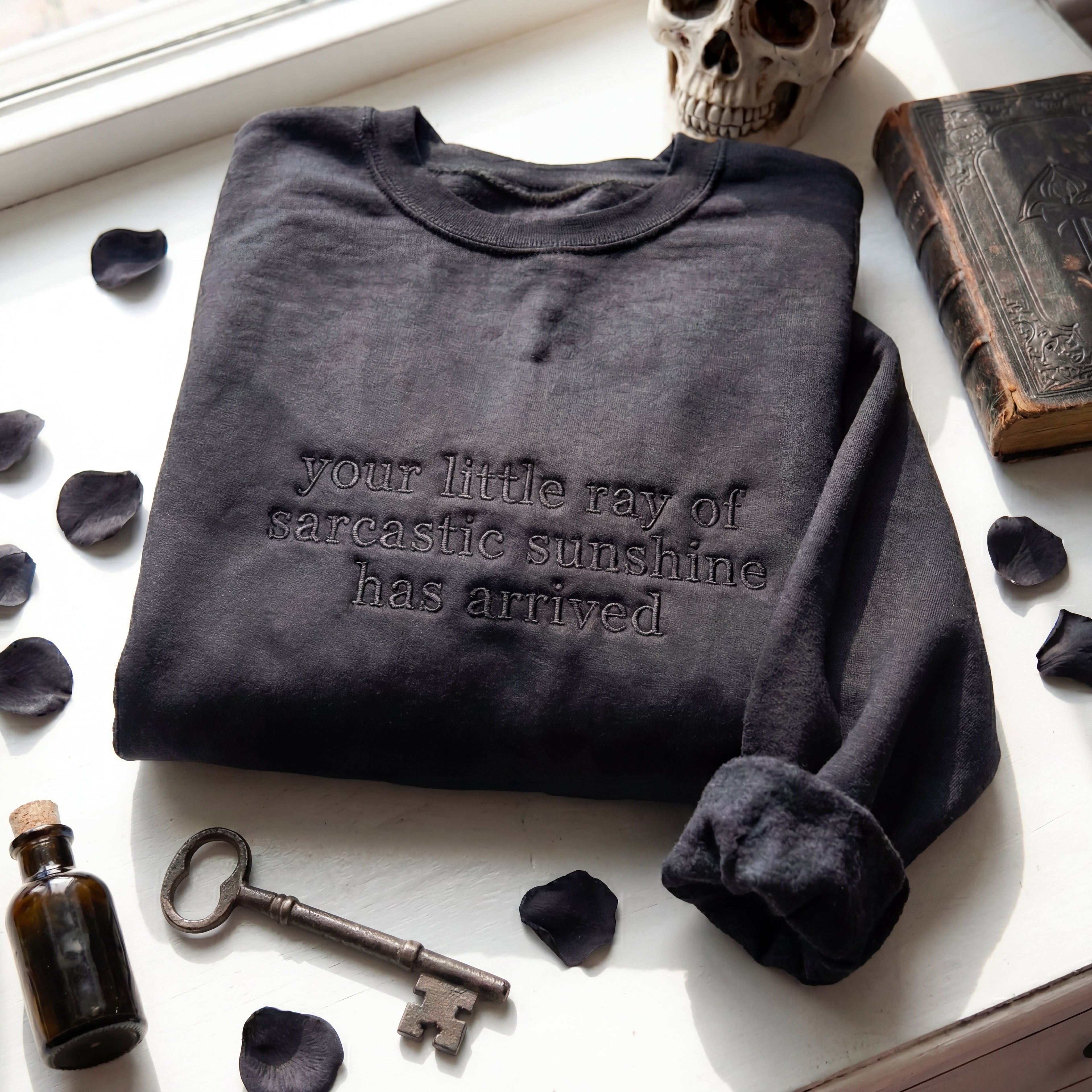Your Little Ray Of Sarcastic Sunshine Has Arrived Embroidered Shirt