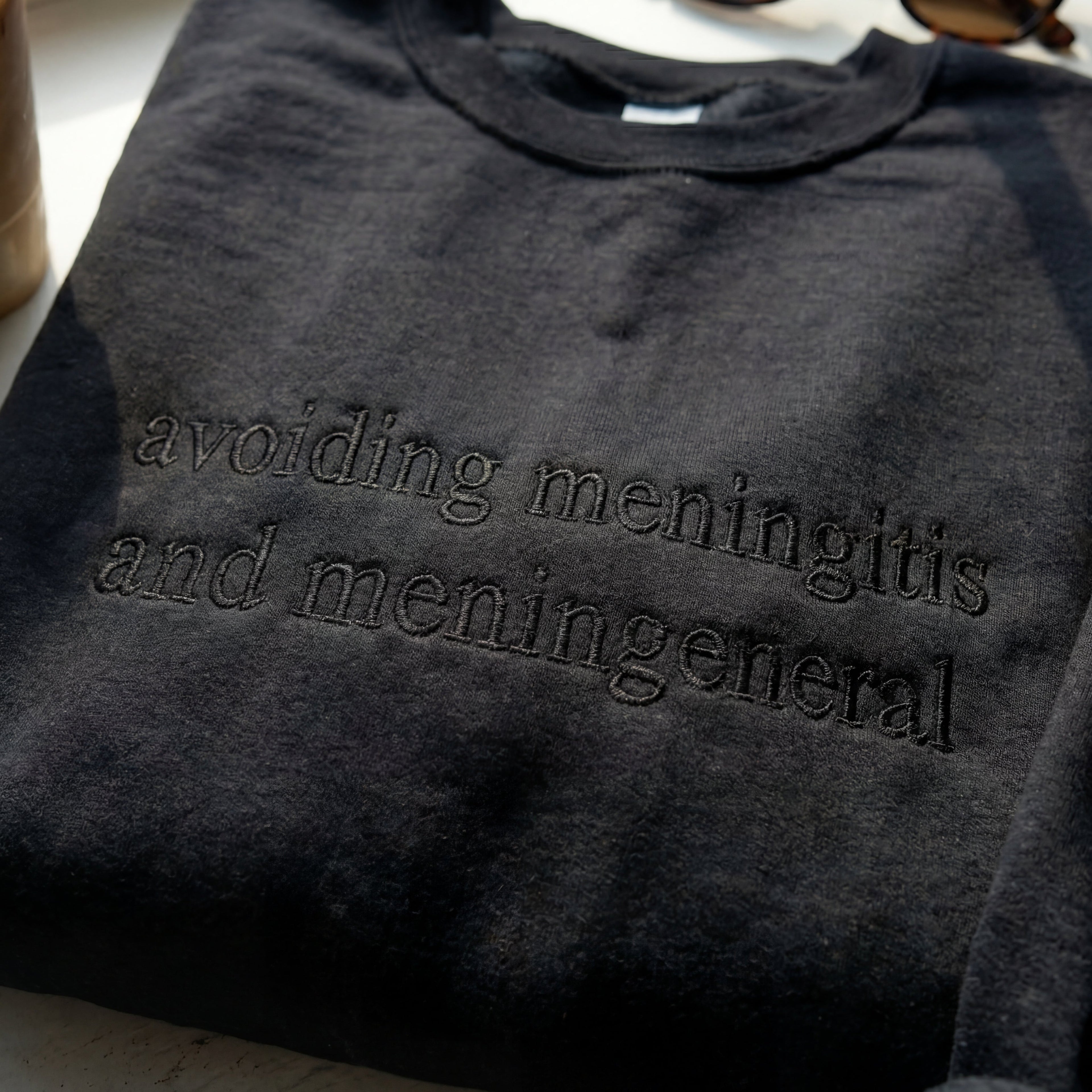 Avoiding Meningitis And Meningenera Embroidered Shirt